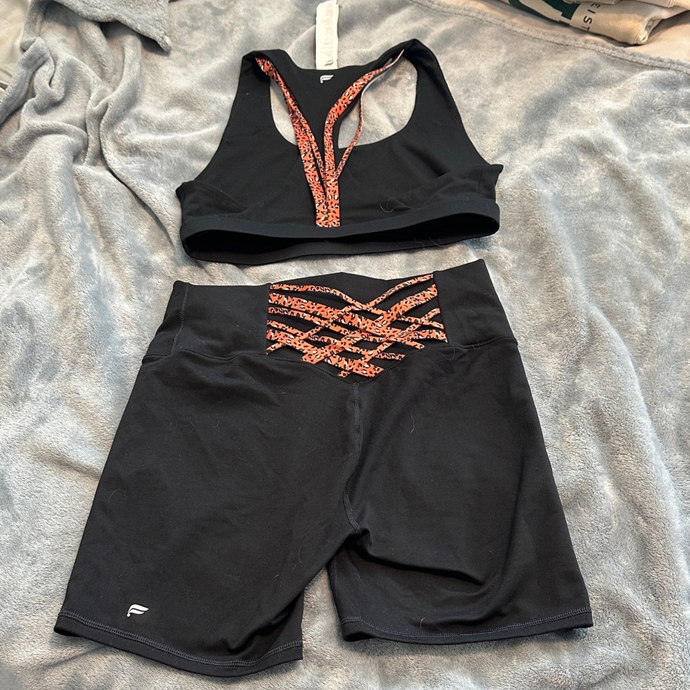 Fabletics Black and Orange Sports Set